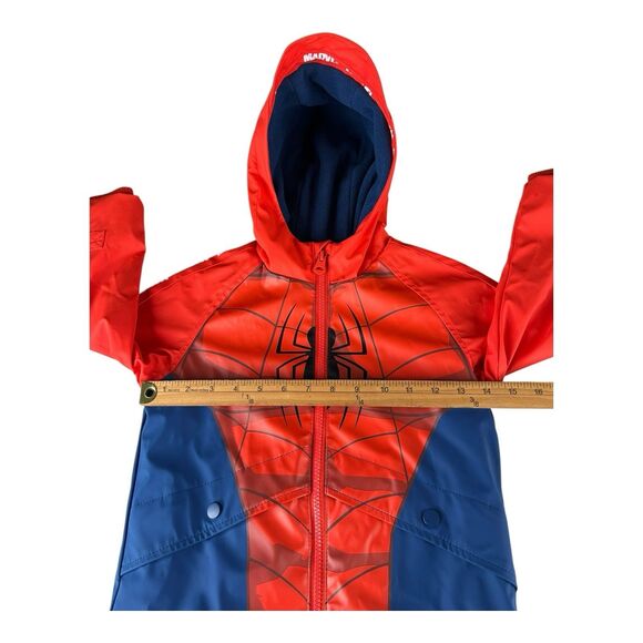 MARVEL AMAZING SPIDERMAN Warm Fleece Lined Waterproof Raincoat 3-4 Year VGC - Picture 5 of 13